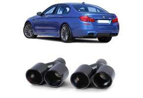 Uitlaatpijp geschikt voor BMW F10 F11 F12 F13 - Sedan Coupe Cabrio - dubbele uitlaatpijpen - zwart