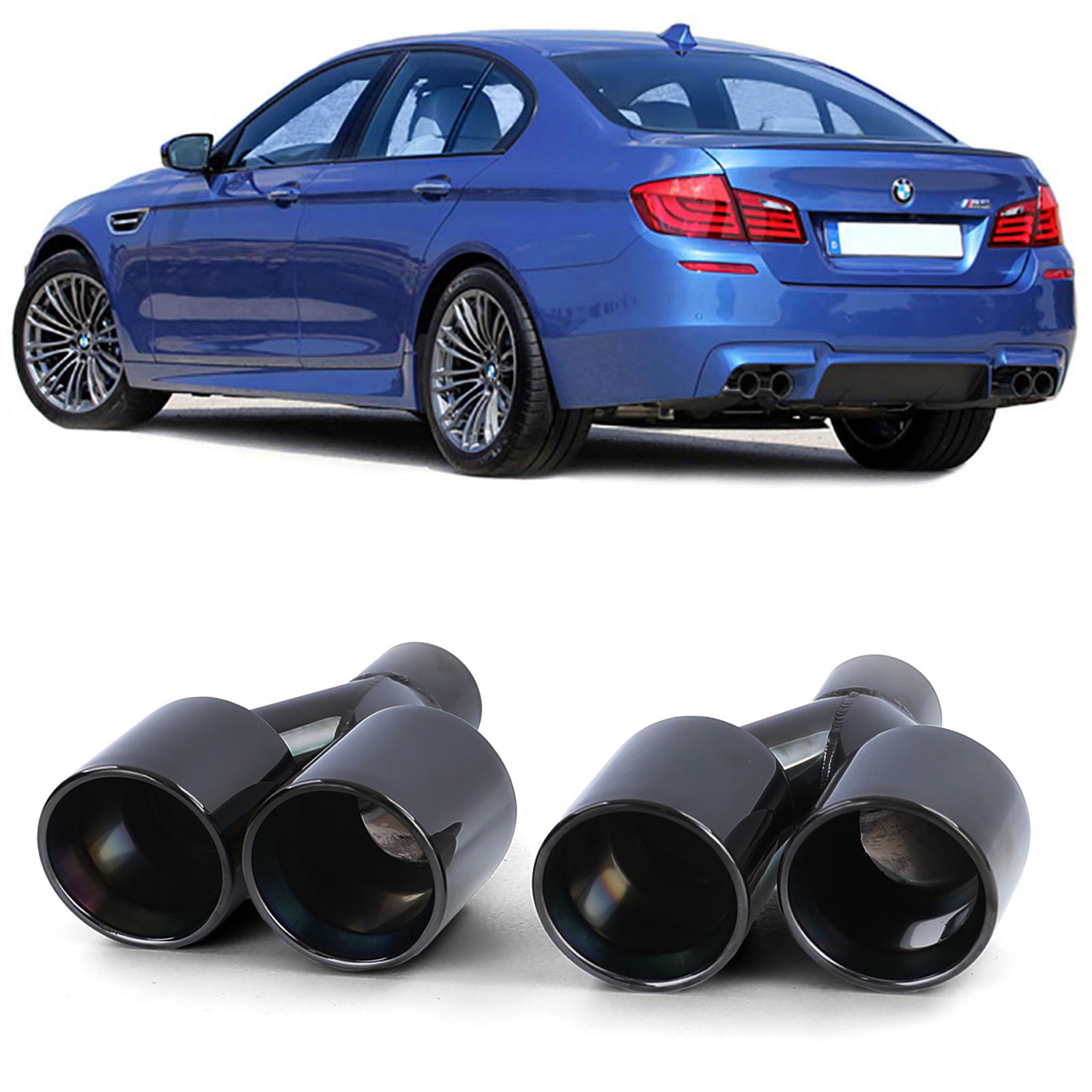 Uitlaatpijp - BMW F10 F11 F12 F13 - Sedan Coupe Cabrio - dubbele uitlaatpijpen - zwart