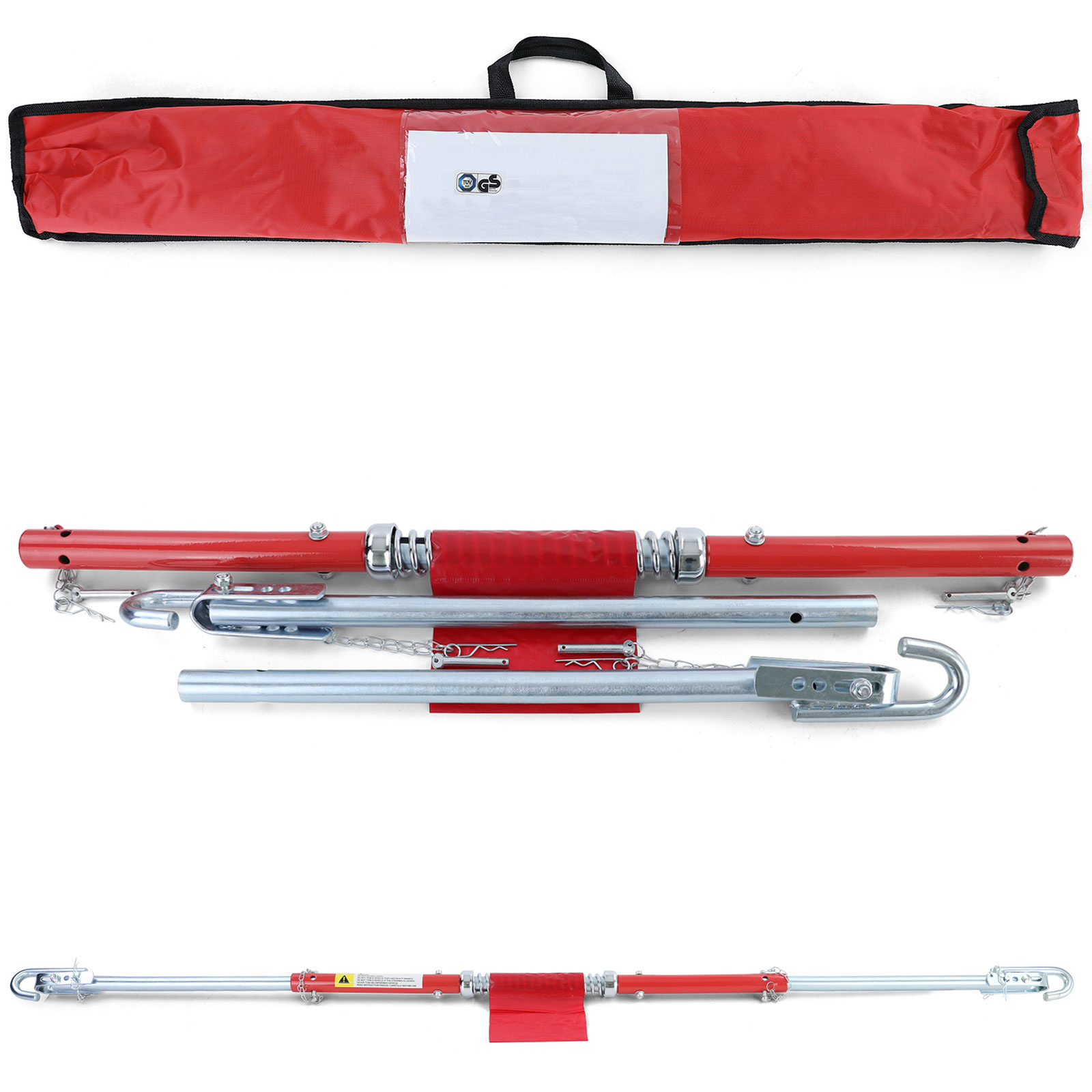 Sleepstang - stabiel dempersysteem - 3-delig - 184 cm - rood