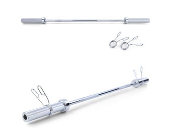 Halterstang - Ø 50 mm - met veersluiting - 150 cm - chroom