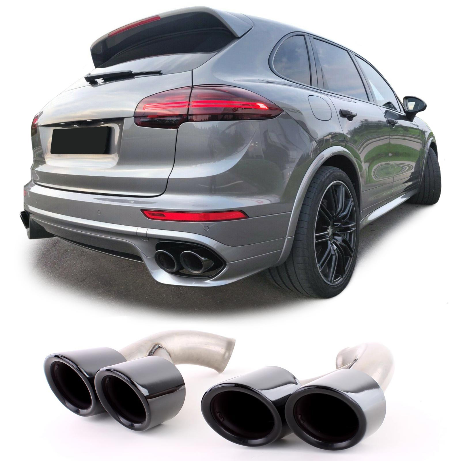 Uitlaatpijp - Porsche Cayenne 92A 2014-2017 - RVS - zwart