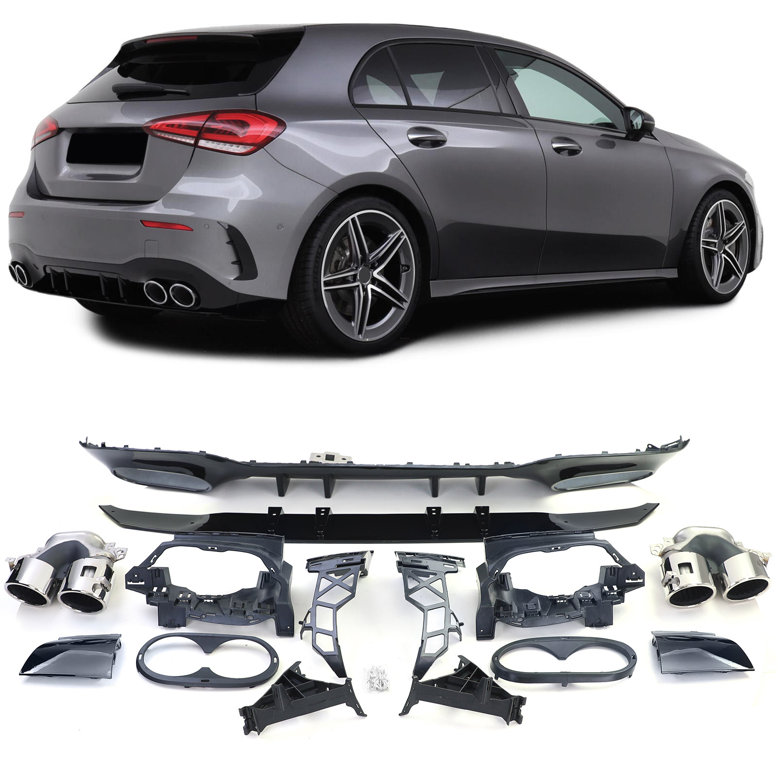 Achterbumper diffuser - voor Mercedes A-klasse W177 vanaf 2019