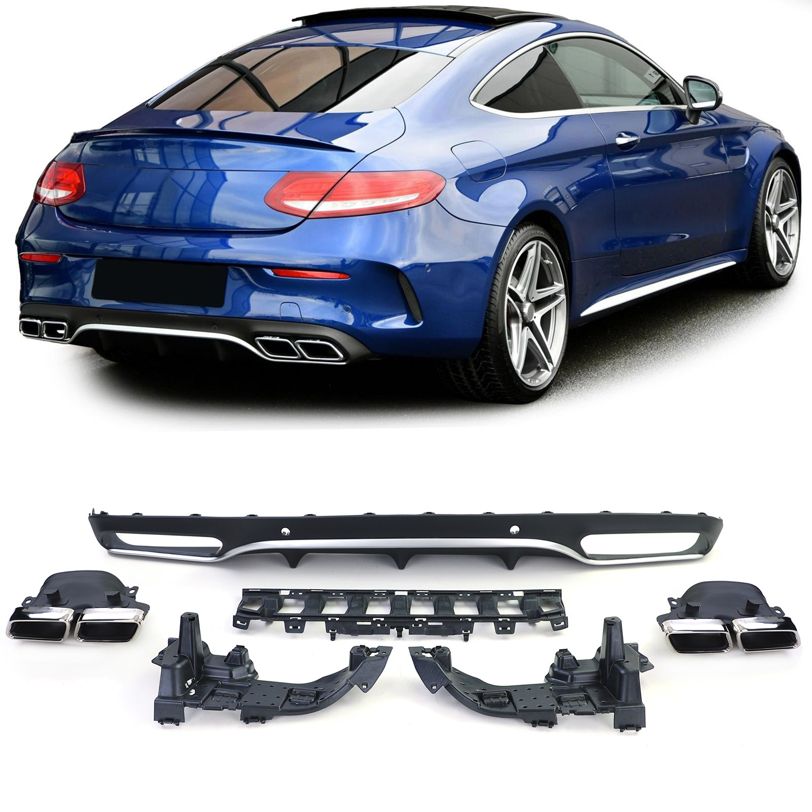 Achterbumper diffuser - voor Mercedes C C205 Coupe 2015-2018