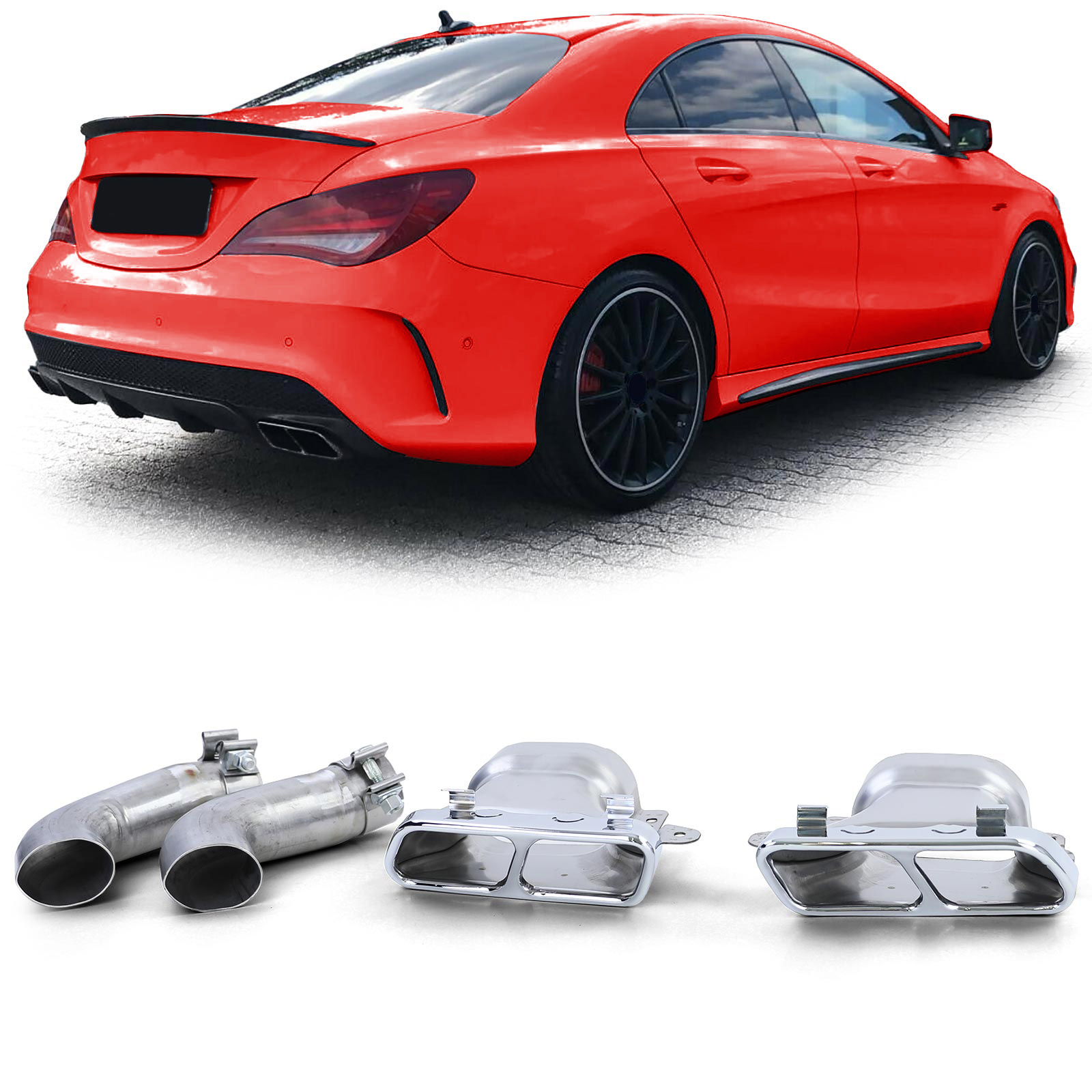 Uitlaatpijp - Mercedes CLA C117 X117 2013-2019 - Coupe/Shooting Brake - sportieve look - chroom