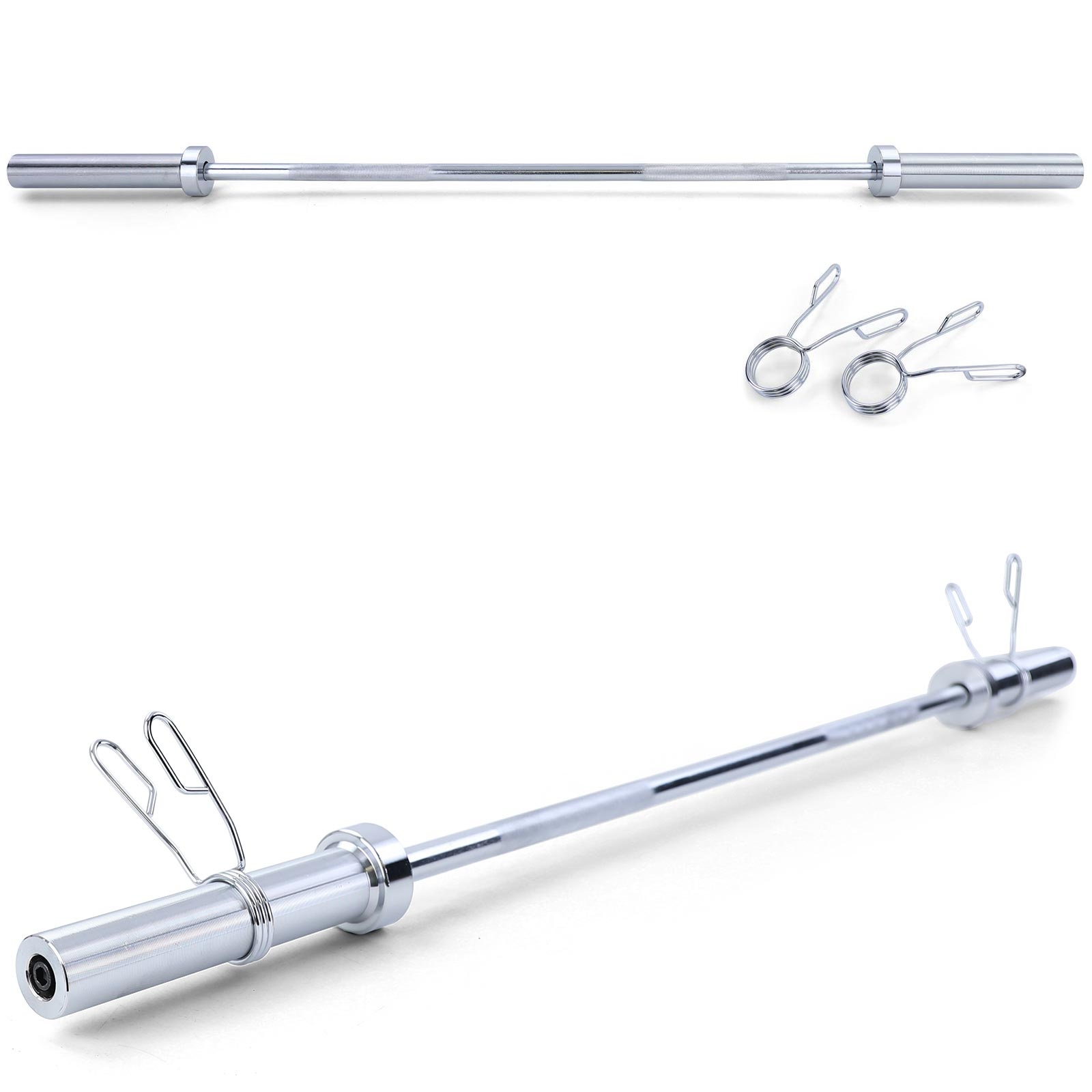 Halterstang - Ø 50 mm - met veersluiting - 120 cm - chroom