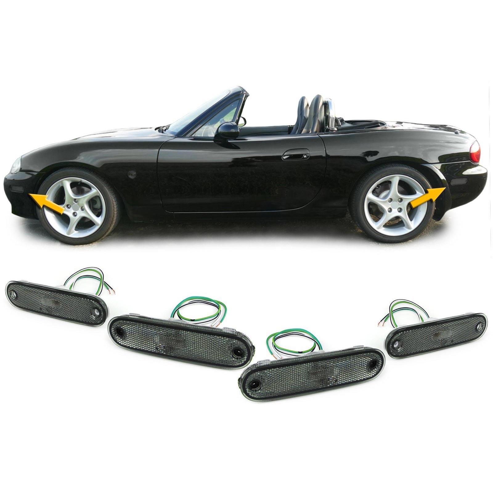 Zijkant knipperlichten - Mazda MX5 NA NB NB-FL 1989-2005 - gerookt zwart