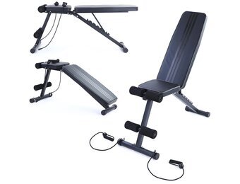 Halterbank - fitnessbank - 150x80x40 cm  - zwart grijs