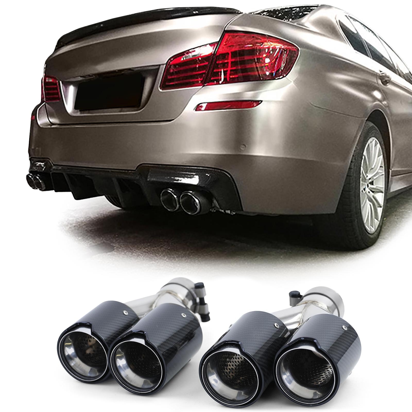 Uitlaatpijpen - BMW 5 serie-535i en 535d 2010-2017 - Sedan/Touring - 63 mm - carbon