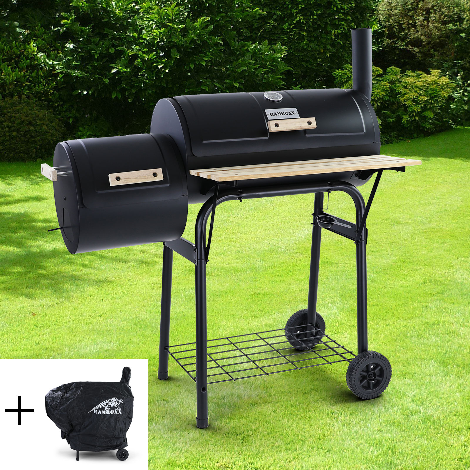 RAMROXX® - barbecue - 97x60x113 cm - zwart lichtbruin