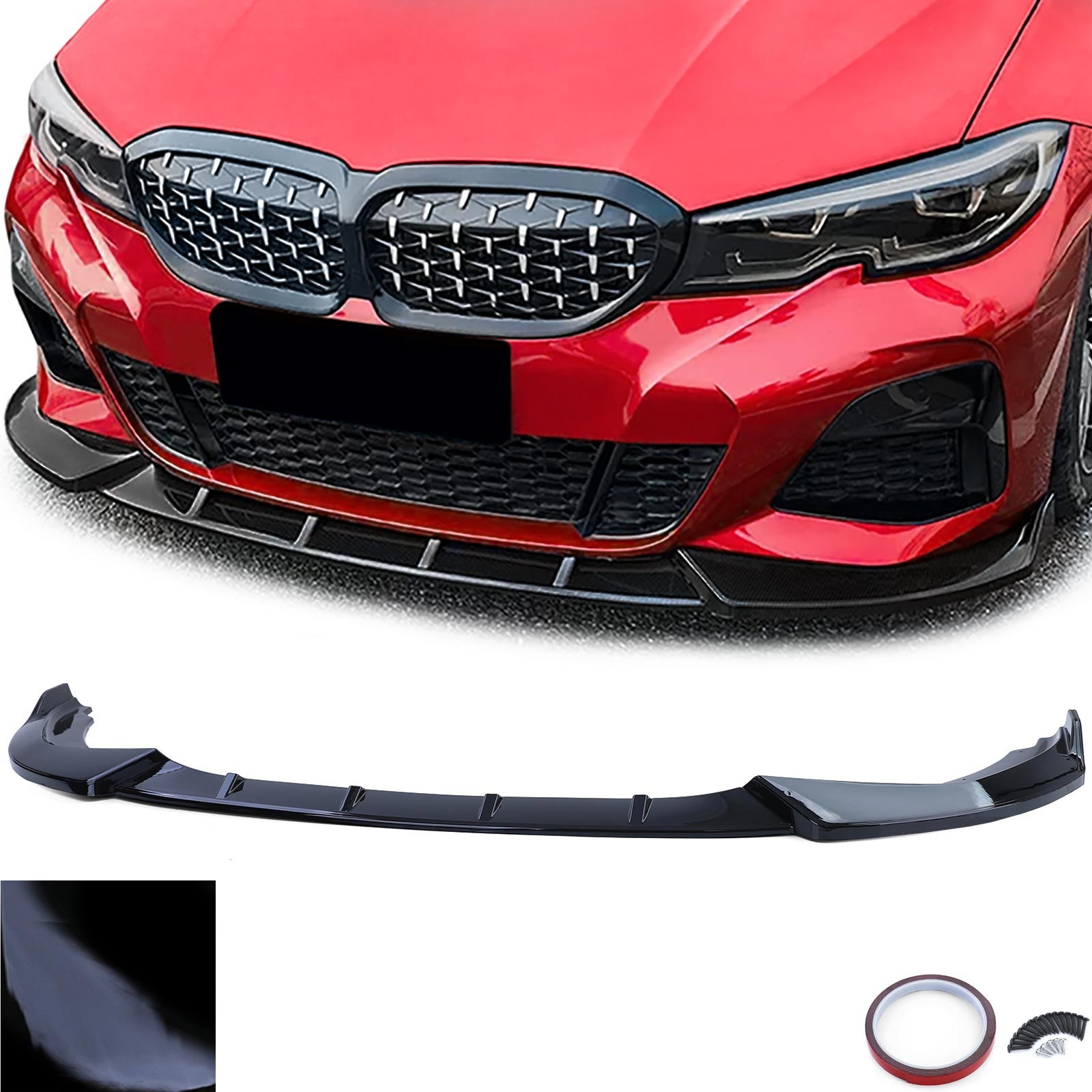 Spoiler - voorspoiler lip - BMW 3 Serie G20 G21 vanaf 2018 - zwart