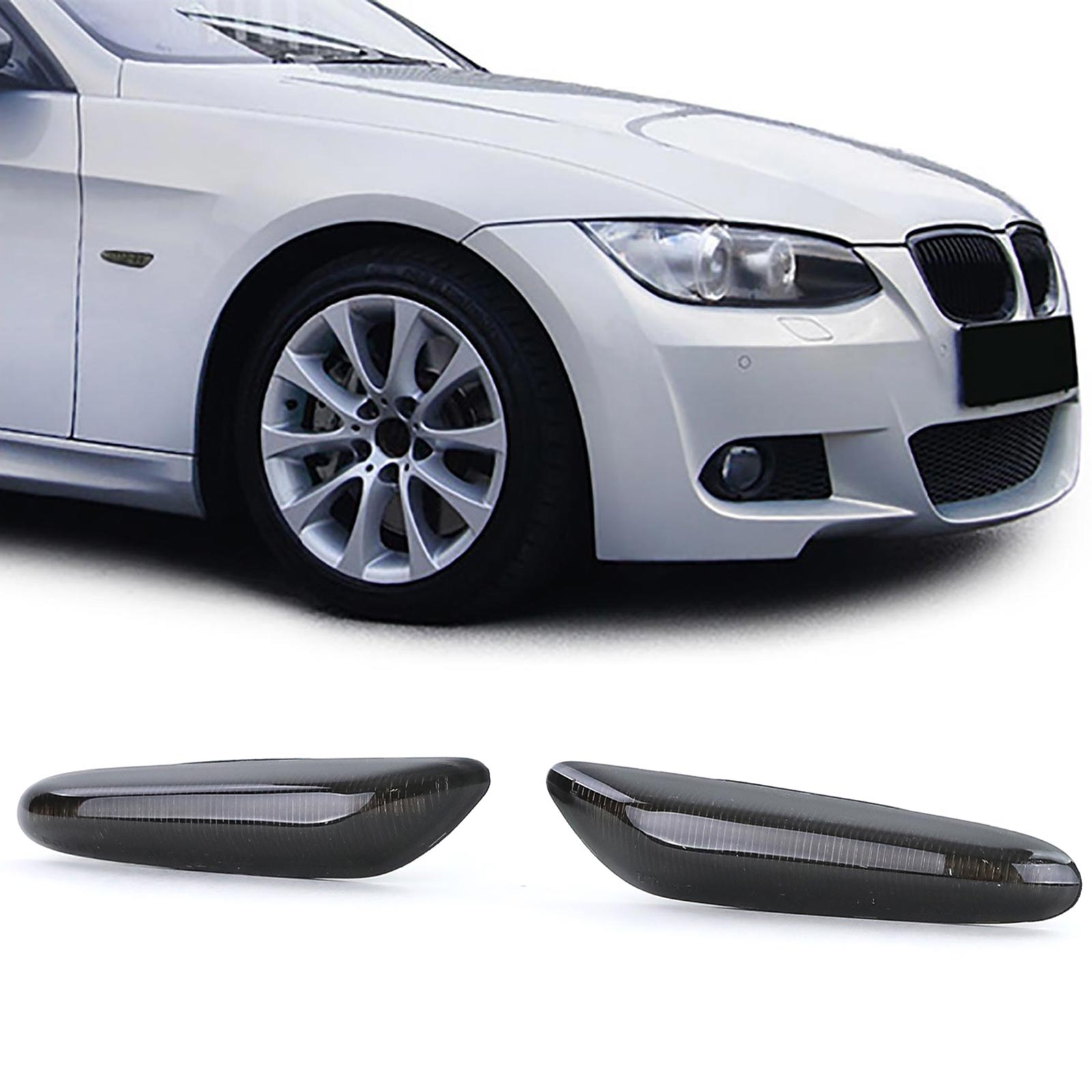 Zijkant knipperlichten - BMW 3-serie E46 E90 E91 E92 E93 - gerookt zwart
