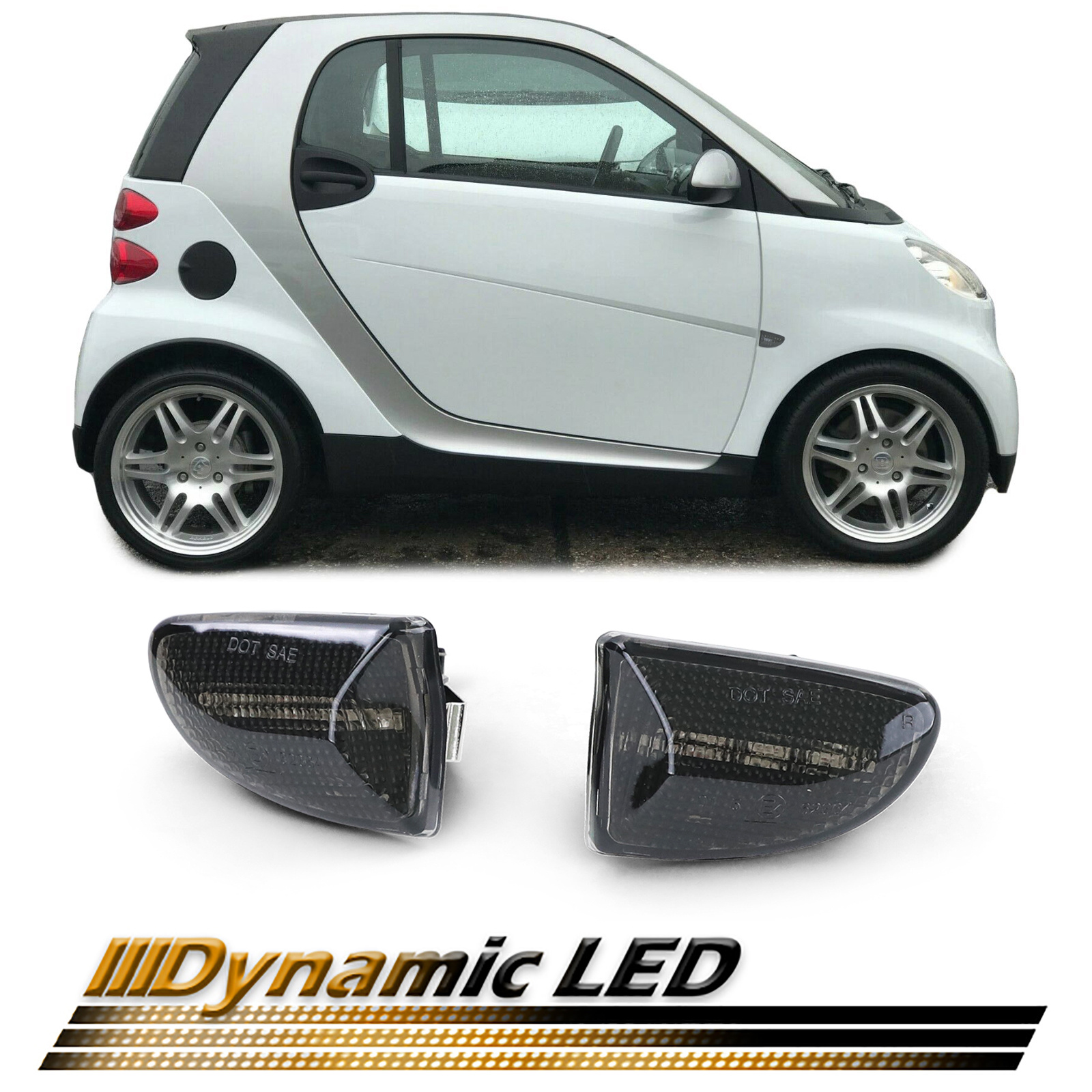 Zijkant knipperlichten - Smart Fortwo 451 2007 - Cabrio / Coupé - zwart