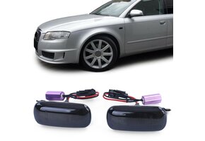 Zijkant knipperlichten - Audi A4 S4 RS4 TT A3 A6 S6 A8-type B6 B7 8J 8P C5 D3 - gerookt zwart