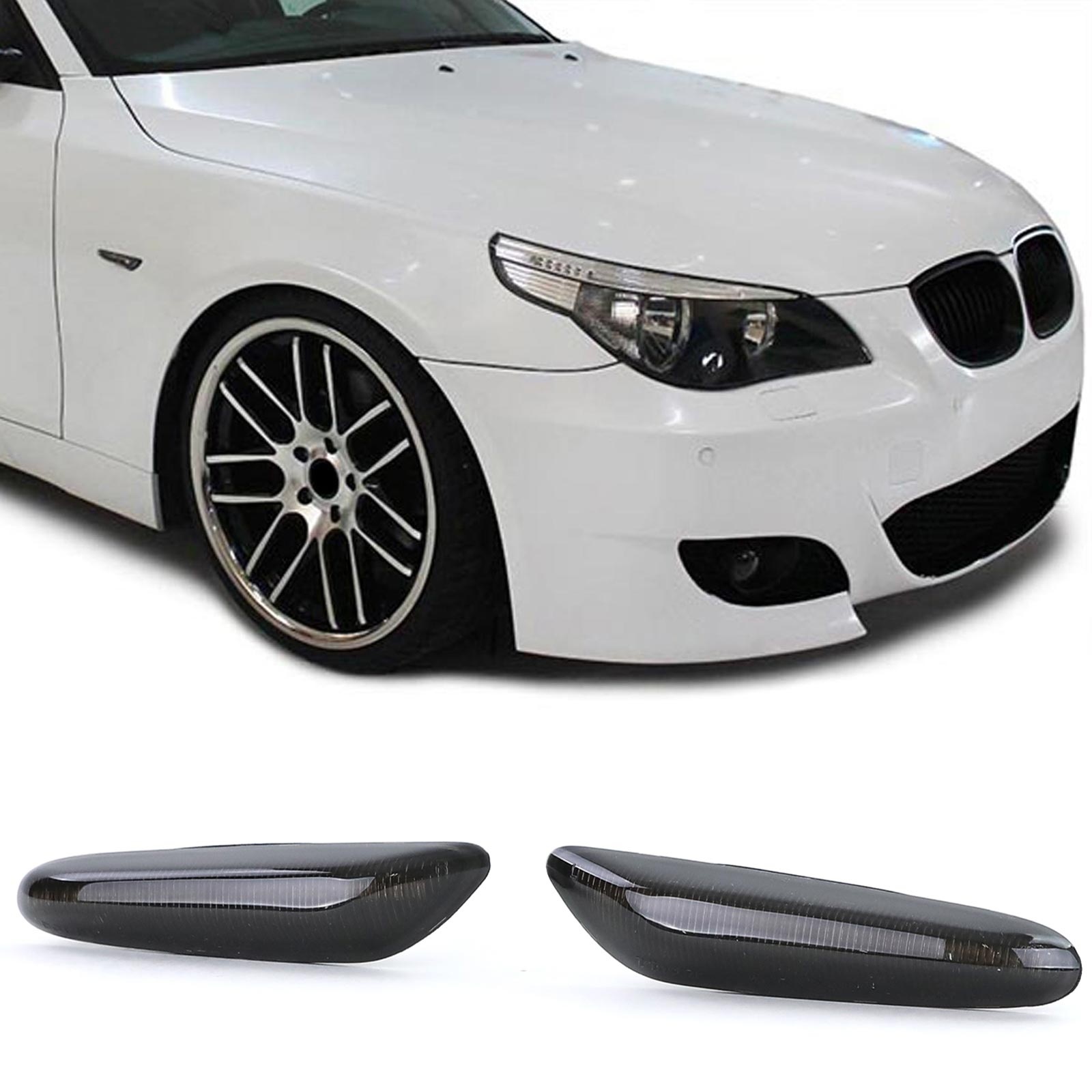 Zijkant knipperlichten - BMW 5-serie E60 E61 X1 E84 X3 E83 - gerookt zwart