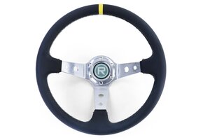 Autostuur - racestuur - echt leer - ø 350 mm - zwart