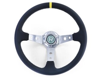 Autostuur - racestuur - echt leer - ø 350 mm - zwart