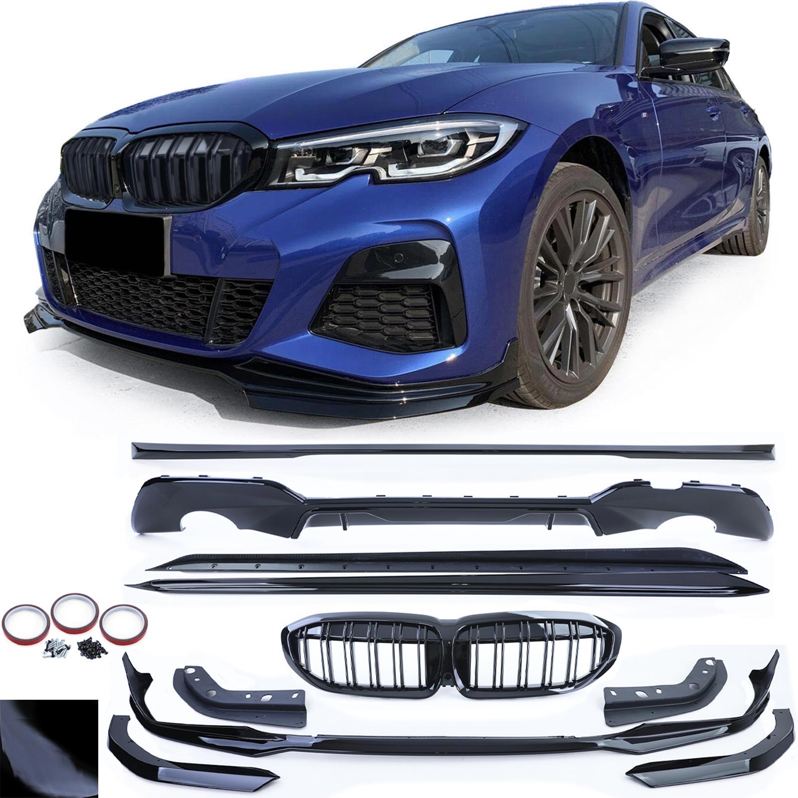 Bodykit - voor BMW 3er type-G20 2018 - kunststof - glanzend zwart