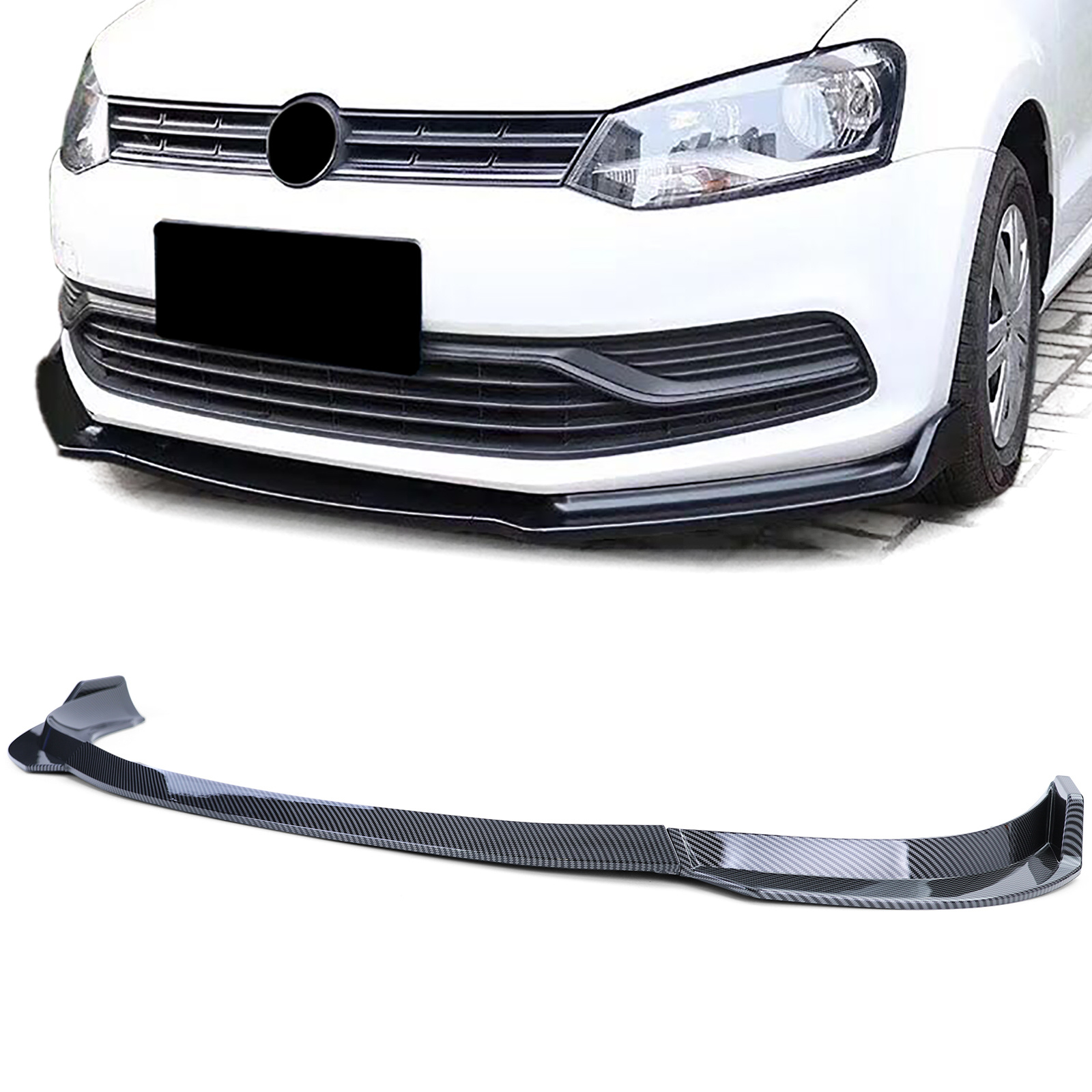 Spoiler - voorspoiler lip - voor VW Polo V 6R 2009-2014 - carbon look