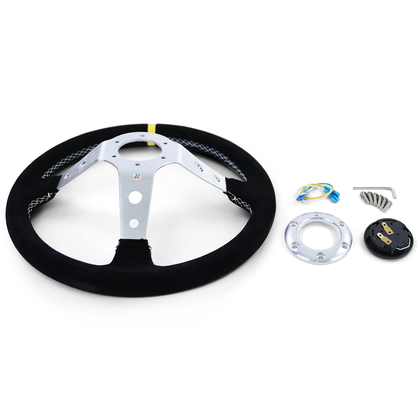 Autostuur - racestuur - suede - ø 350 mm - zwart