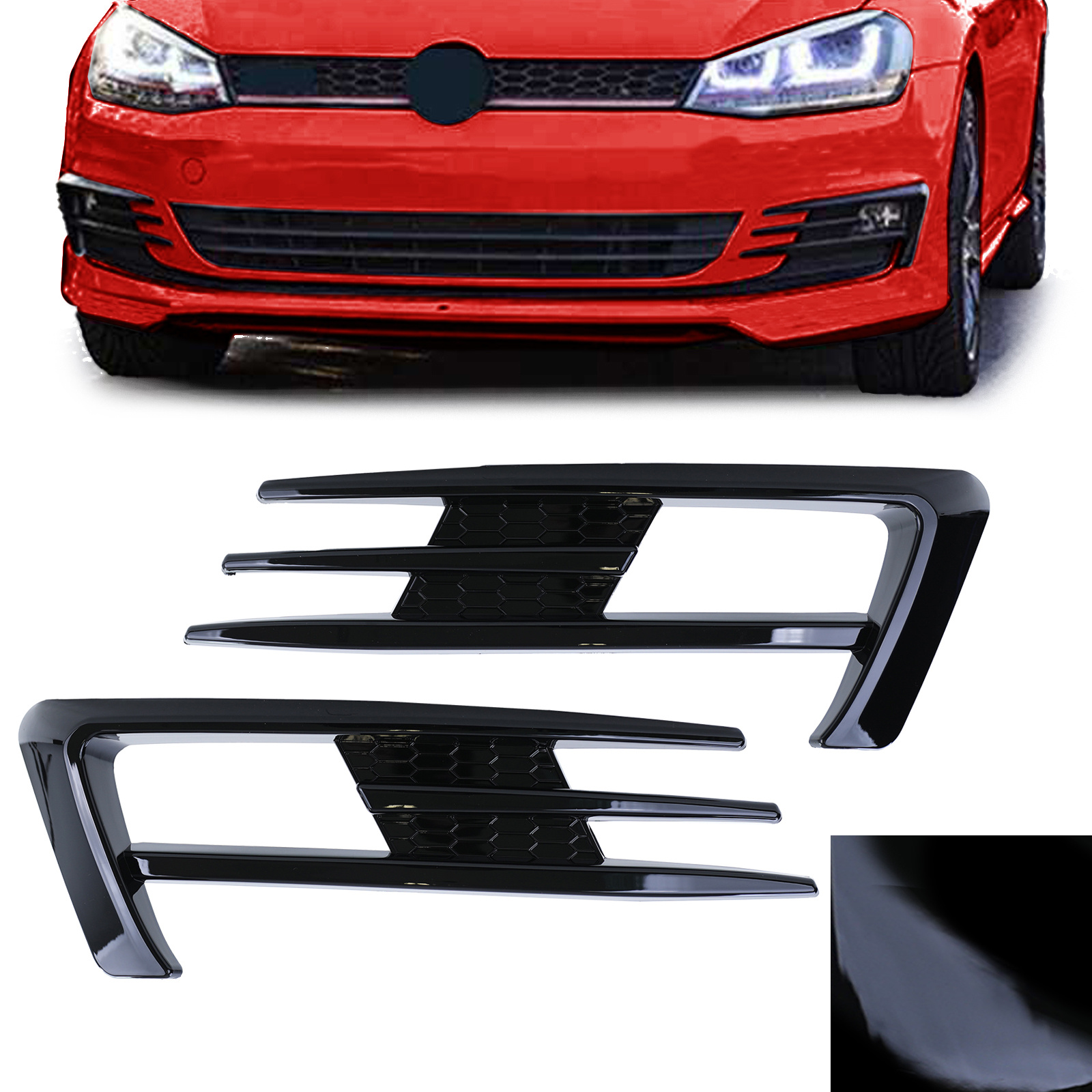 Mistlampframe - voor VW Golf 7 sedan / estate 2012-16 - glanzend zwart