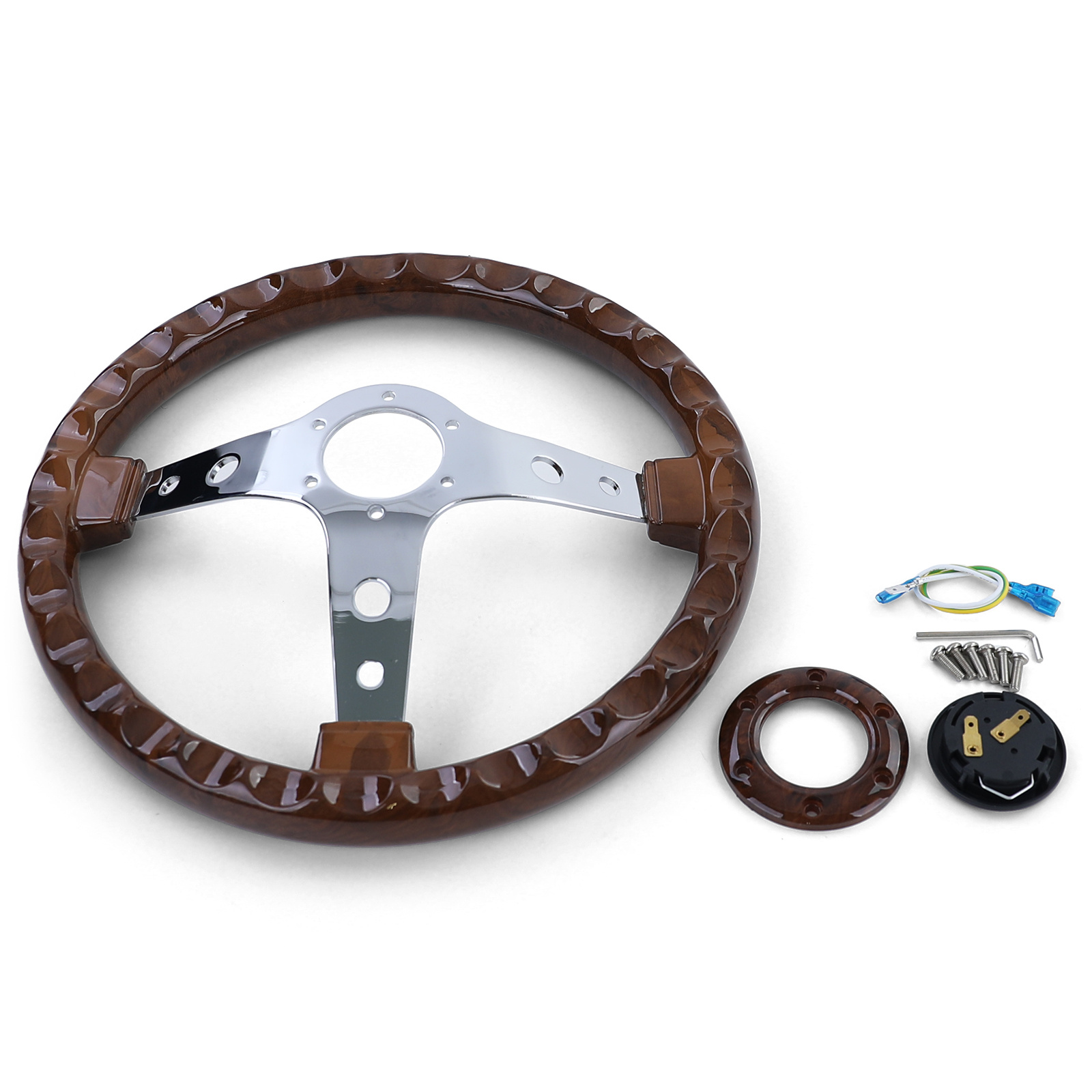 Autostuur - racestuur - houtlook - ø 350 mm - bruin