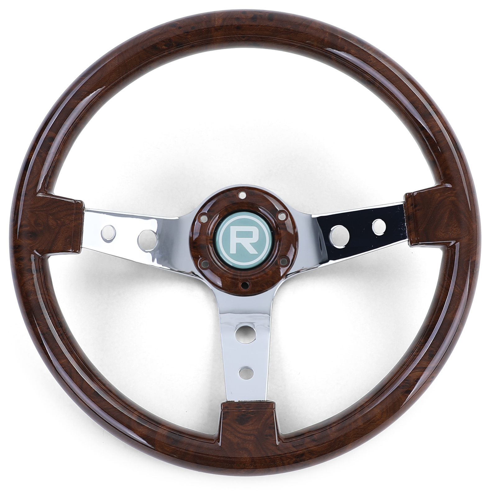 Autostuur - racestuur - houtlook - ø 350 mm - bruin