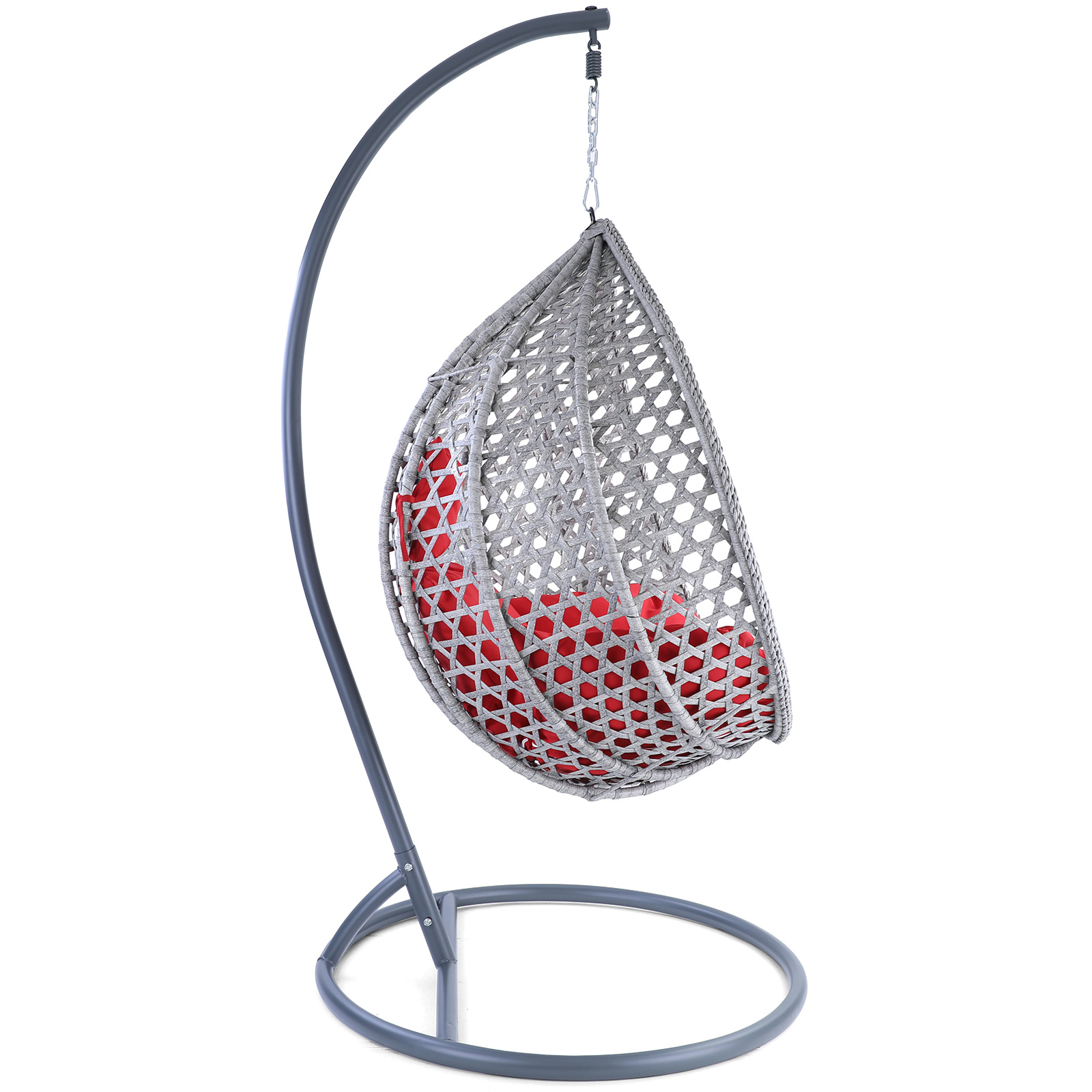 Hangstoel - ei stoel - met kussens - 95x106x65 cm - grijs rood