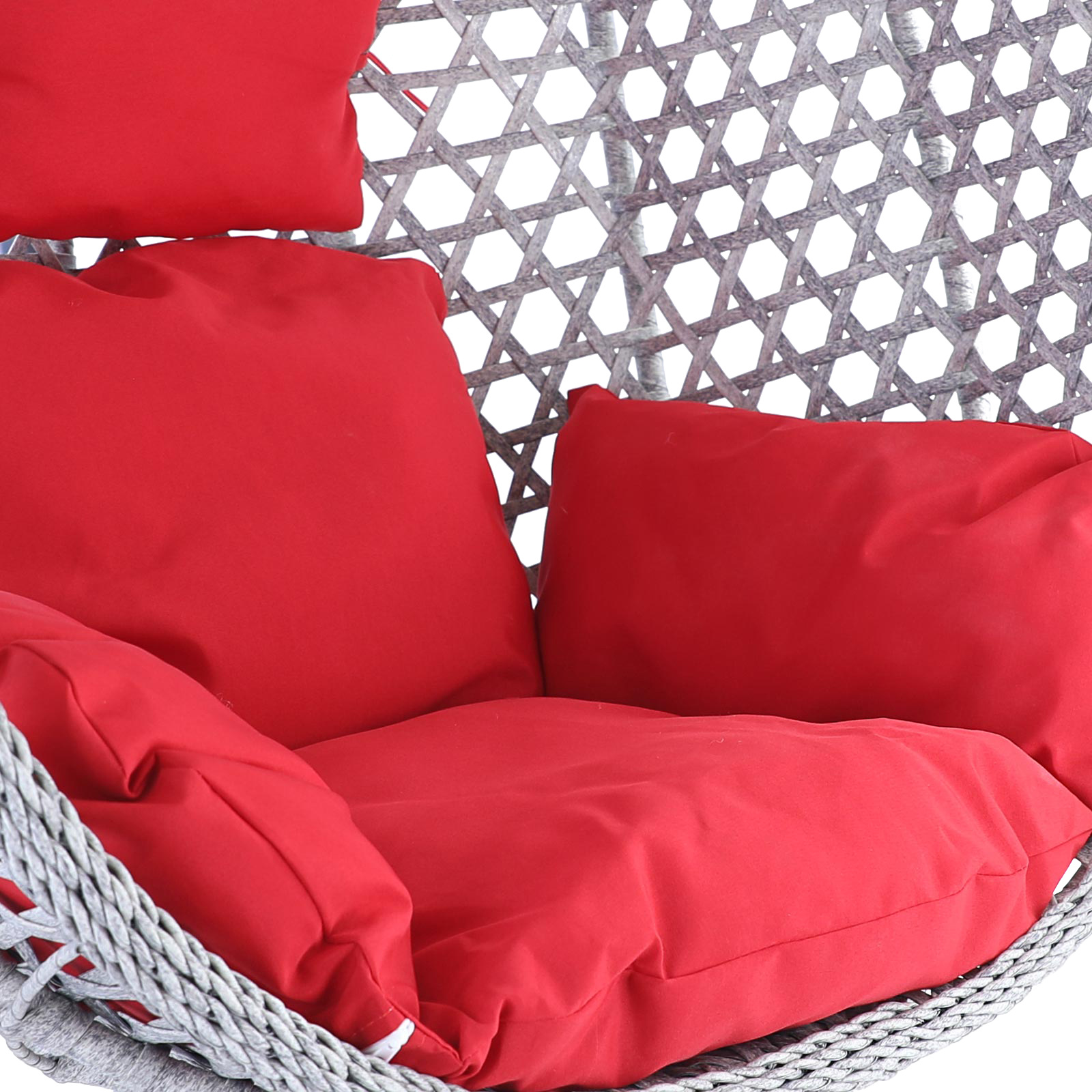 Hangstoel - ei stoel - met kussens - 95x106x65 cm - grijs rood