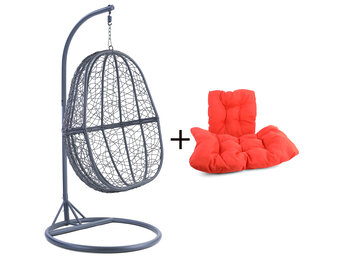 Hangstoel - ei stoel - 90x117x60 cm - met kussen - grijs oranje