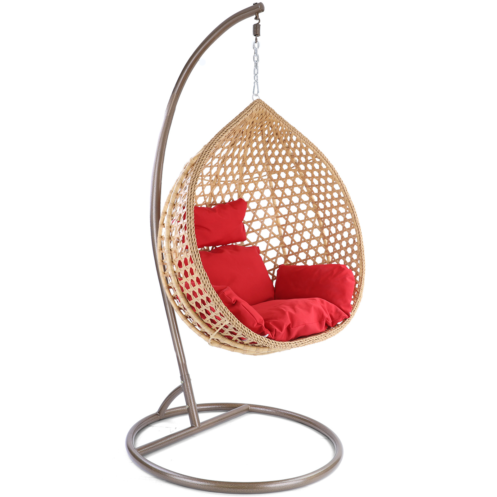 Hangstoel - ei stoel - met kussens - 95x106x65 cm - rood bruin beige