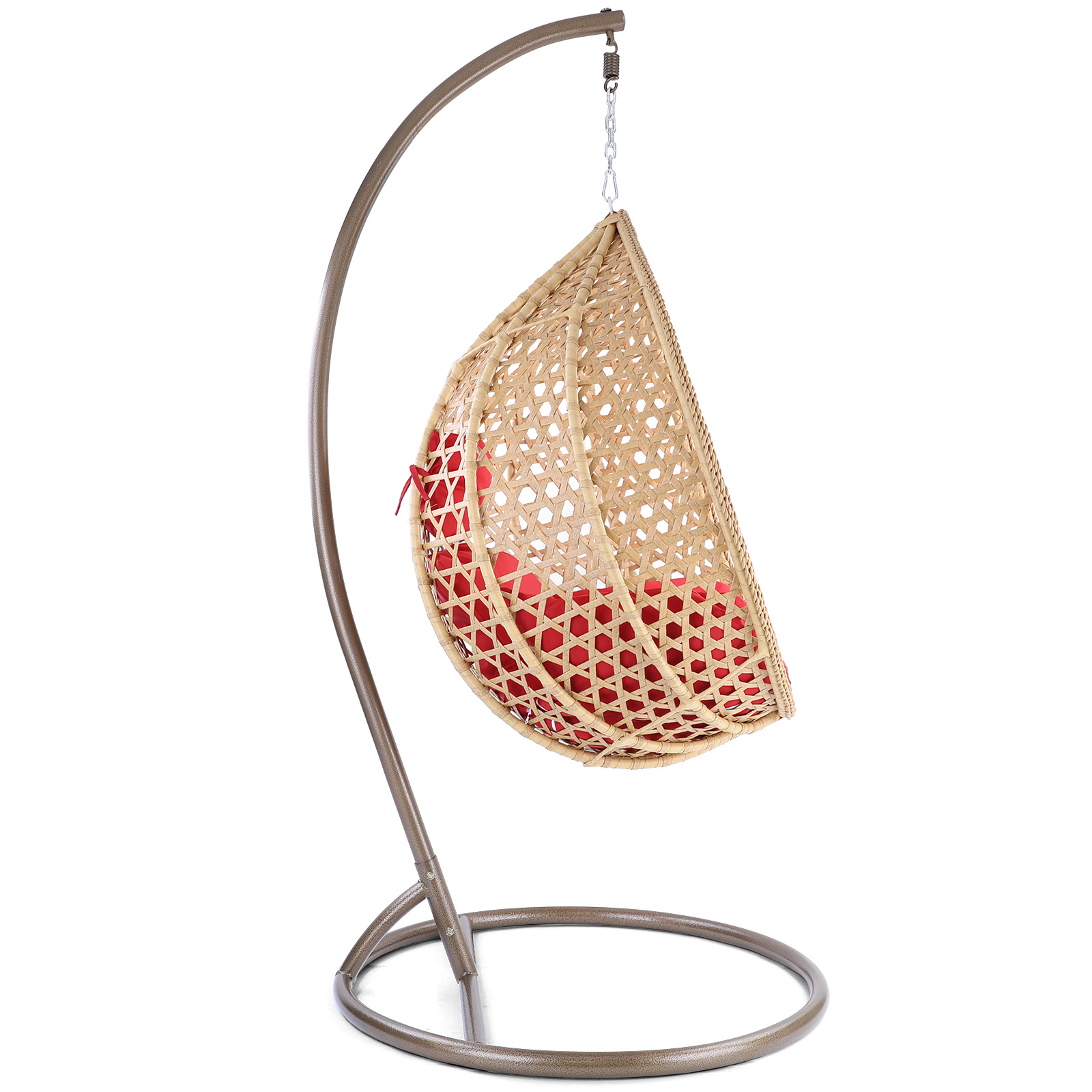 Hangstoel - ei stoel - met kussens - 95x106x65 cm - rood bruin beige