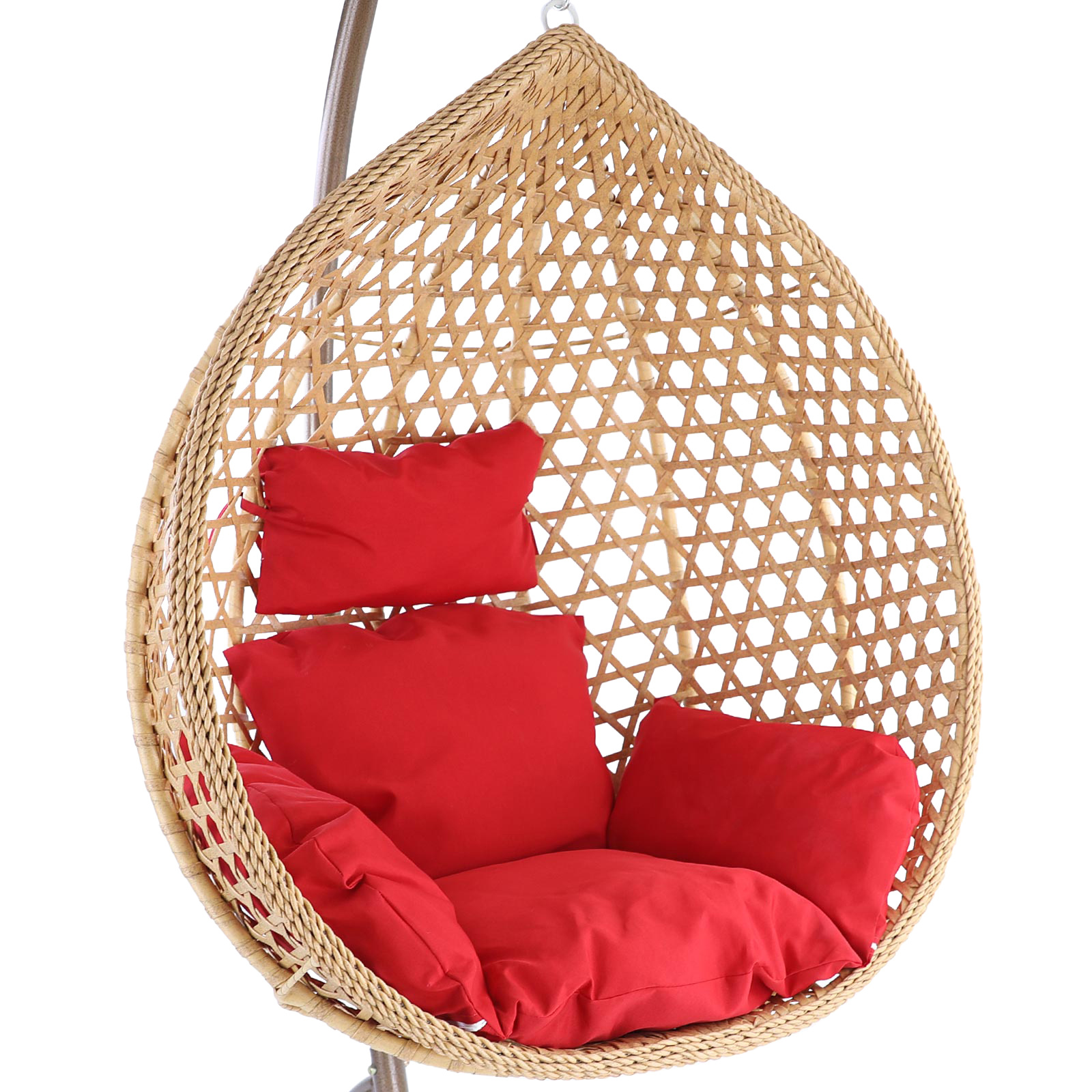 Hangstoel - ei stoel - met kussens - 95x106x65 cm - rood bruin beige