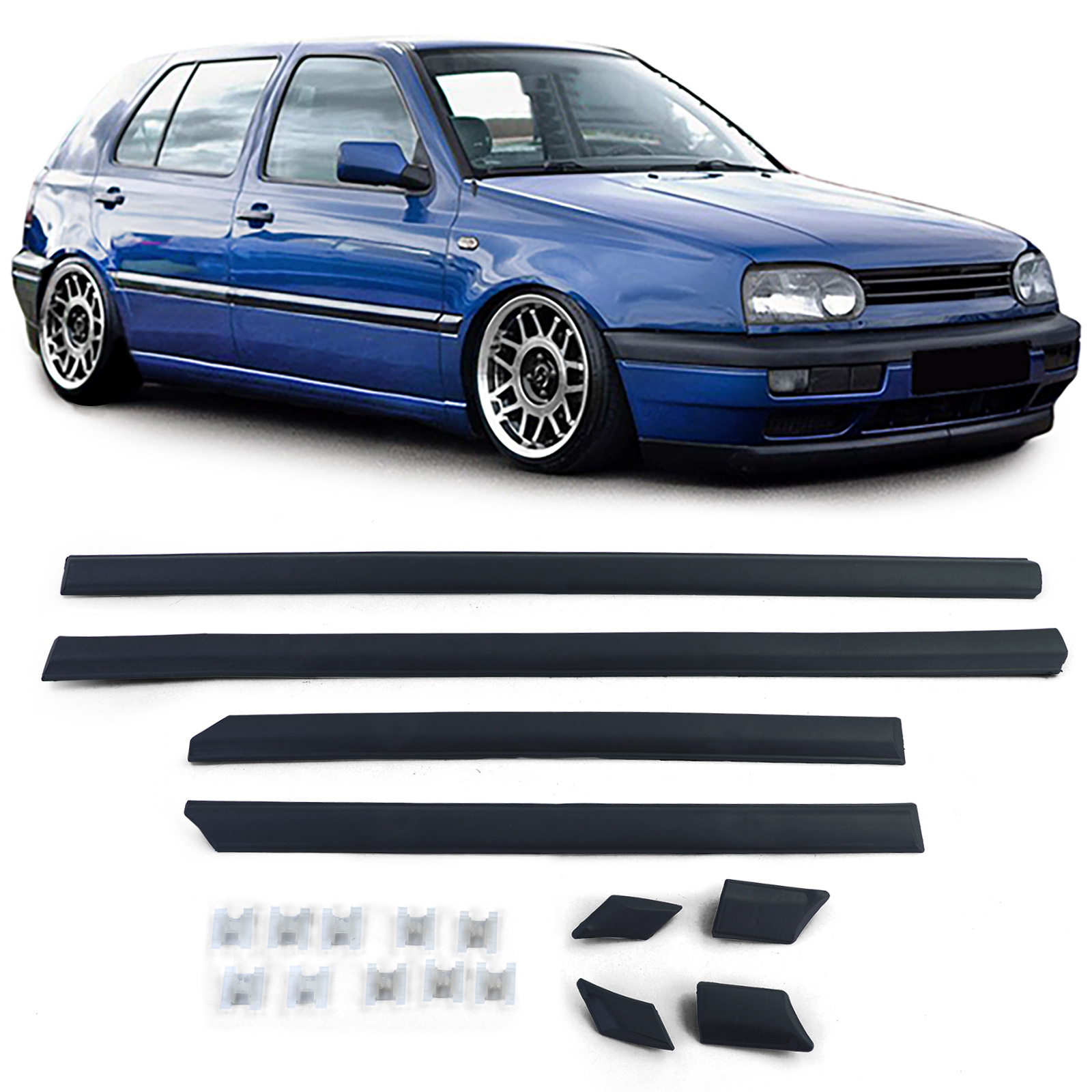 Stootlijsten geschikt voor VW Golf 3 1991-1997 Sedan - 8-delig - zwart
