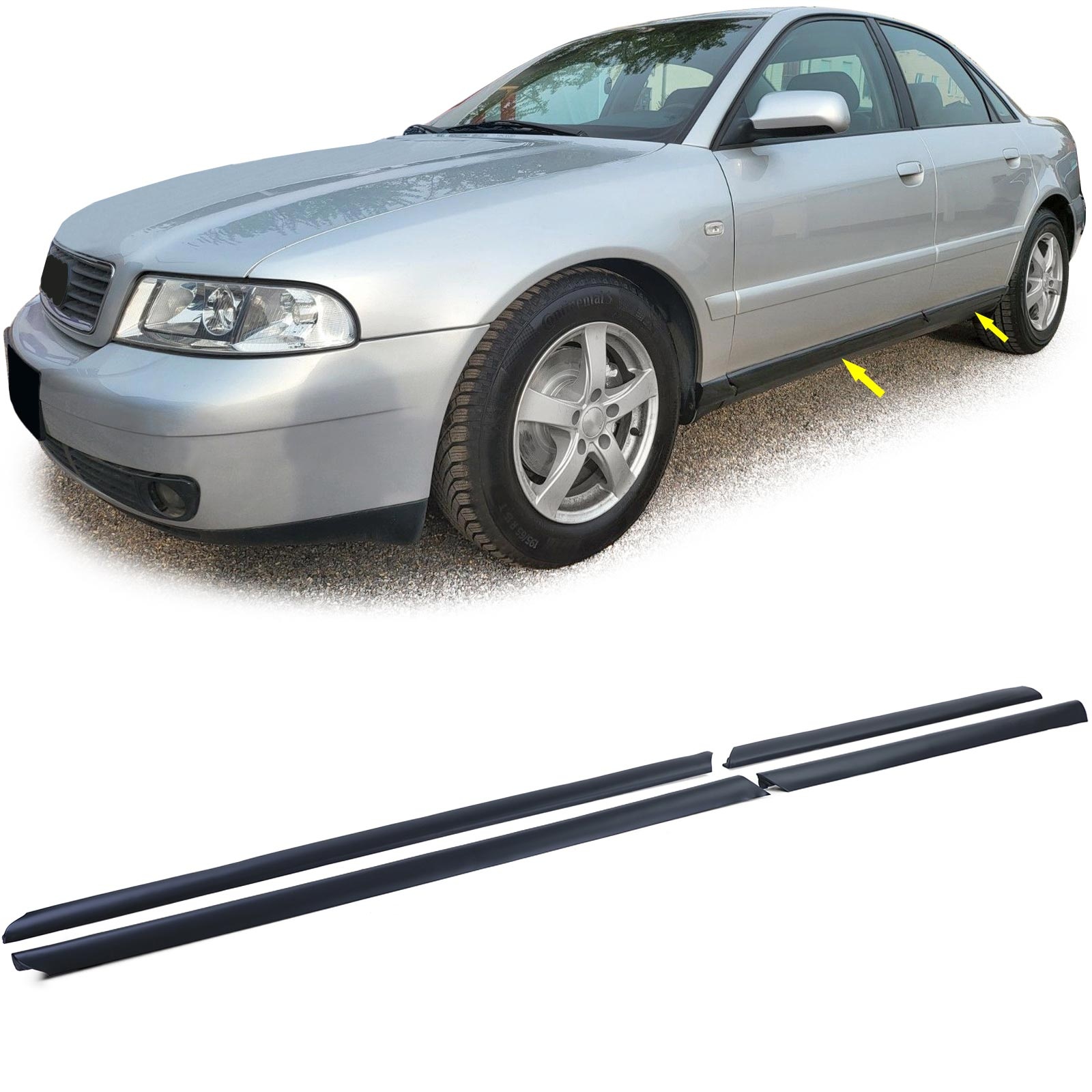 Stootlijsten - voor Audi A4-type B5 8D 1994-2001 Sedan Avant - 4-delig - zwart