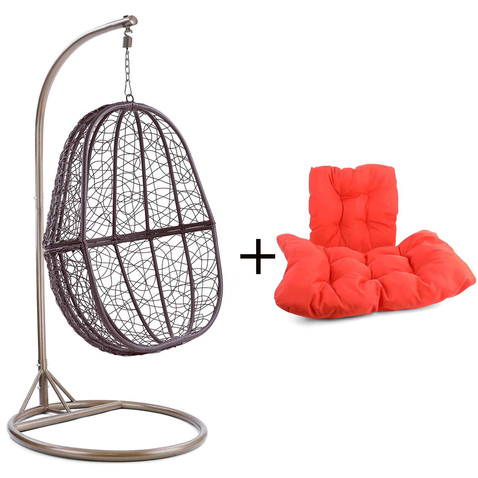 Hangstoel - ei stoel - 90x117x60 cm - met kussen - oranje bruin