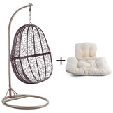 Hangstoel - ei stoel - 90x117x60 cm - met kussen - bruin beige