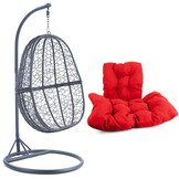 Hangstoel - ei stoel - 90x117x60 cm - met kussen - grijs rood