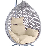 Hangstoel - grijs - 95x106x65 cm - met kussens - beige
