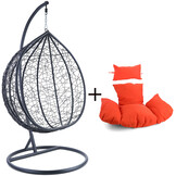 Hangstoel - zwart - 120x106x70 cm - met kussen - oranje