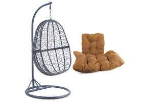 Hangstoel - 90x117x60 cm - met kussen - grijs lichtbruin