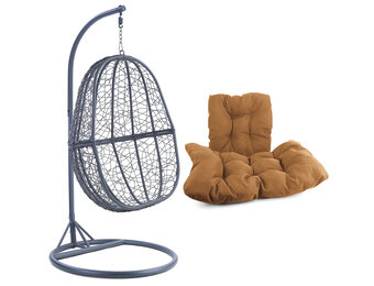 Hangstoel - 90x117x60 cm - met kussen - grijs lichtbruin