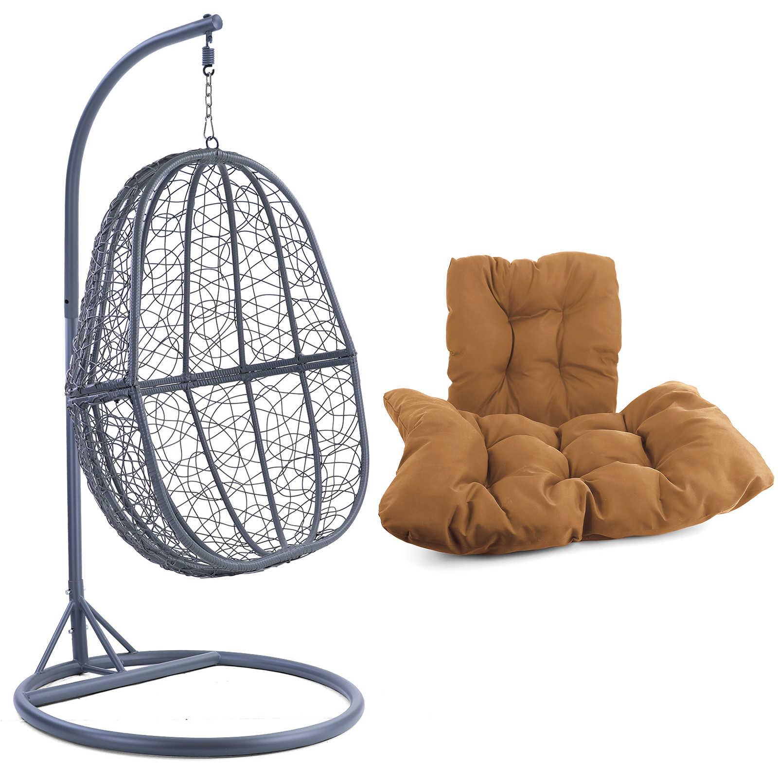 Hangstoel - 90x117x60 cm - met kussen - grijs lichtbruin