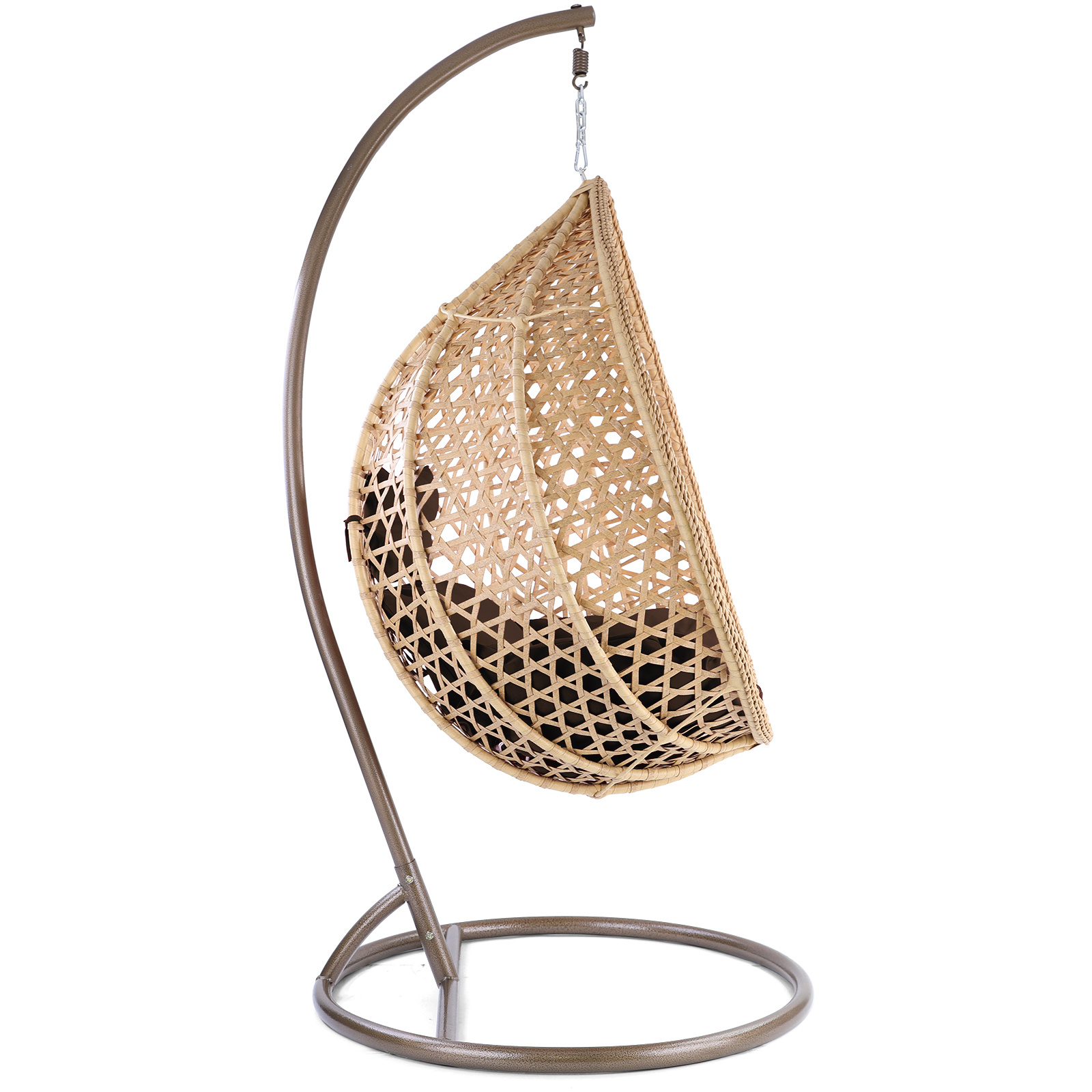 Hangstoel - beige - 120x106x70 cm - met kussen - donkerbruin