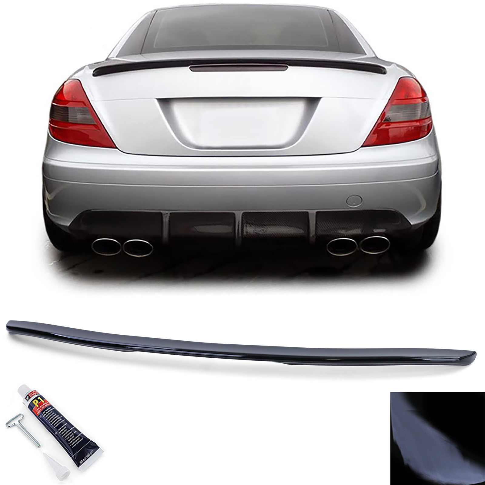 Spoiler - achterspoiler lip - Mercedes SLK type-R171 2004-2011 - glanzend zwart