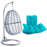 Hangstoel - zilver lichtgrijs - 90x117x60 cm - turquoise kussen