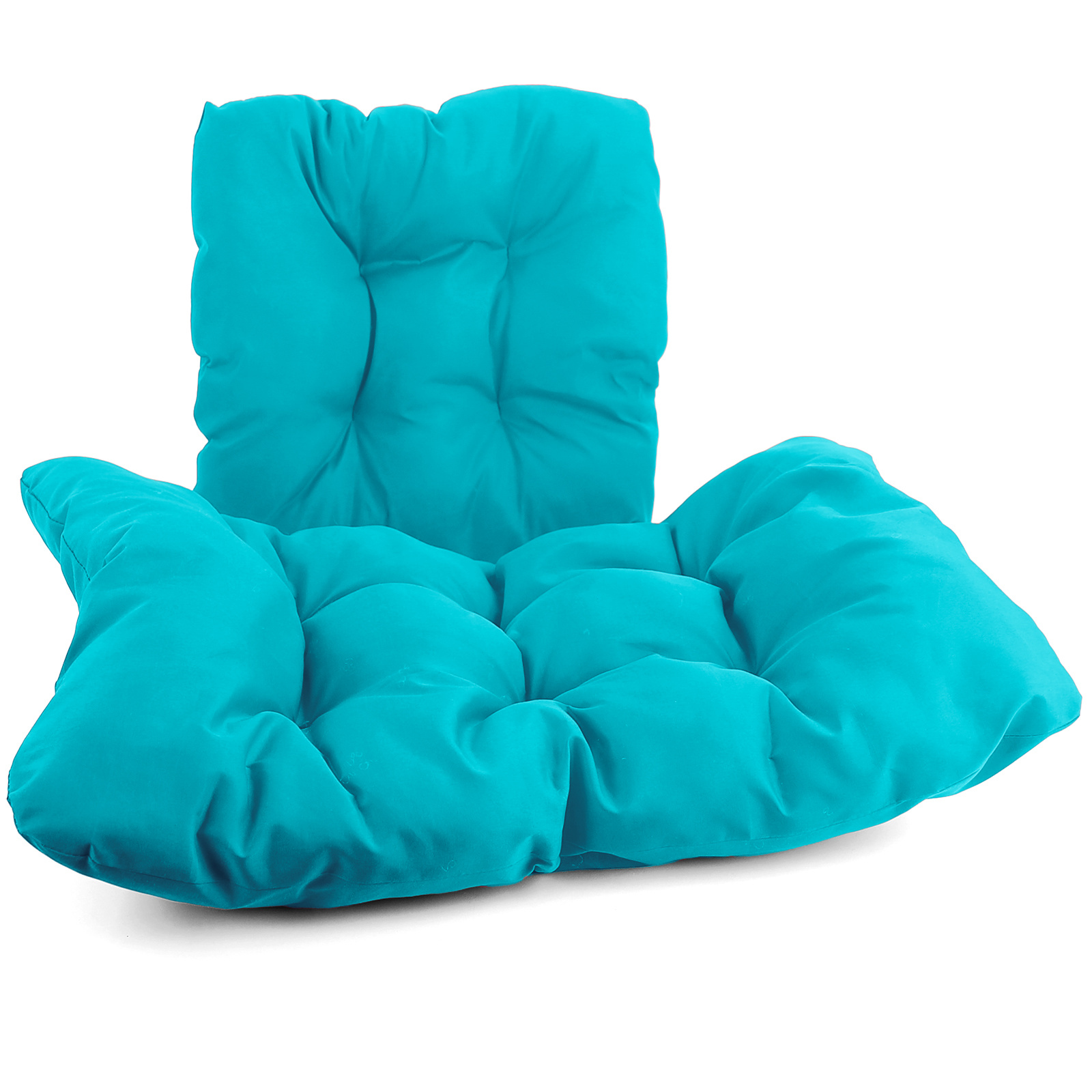 Hangstoel - zilver lichtgrijs - 90x117x60 cm - turquoise kussen