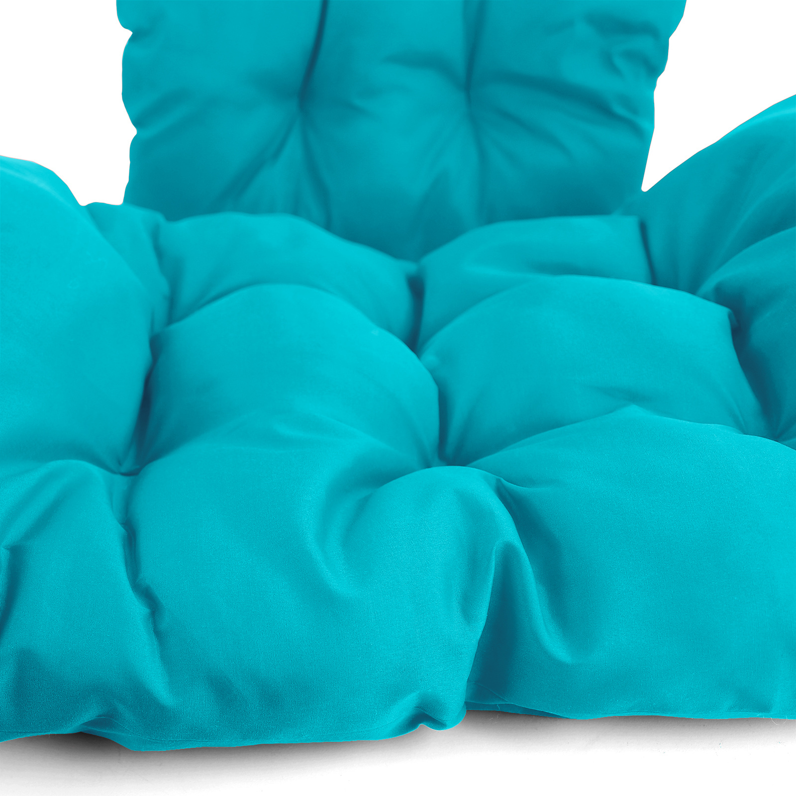 Hangstoel - zilver lichtgrijs - 90x117x60 cm - turquoise kussen