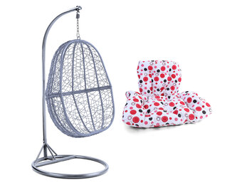 Hangstoel - lichtgrijs - 90x117x60 cm - met gestipt kussen