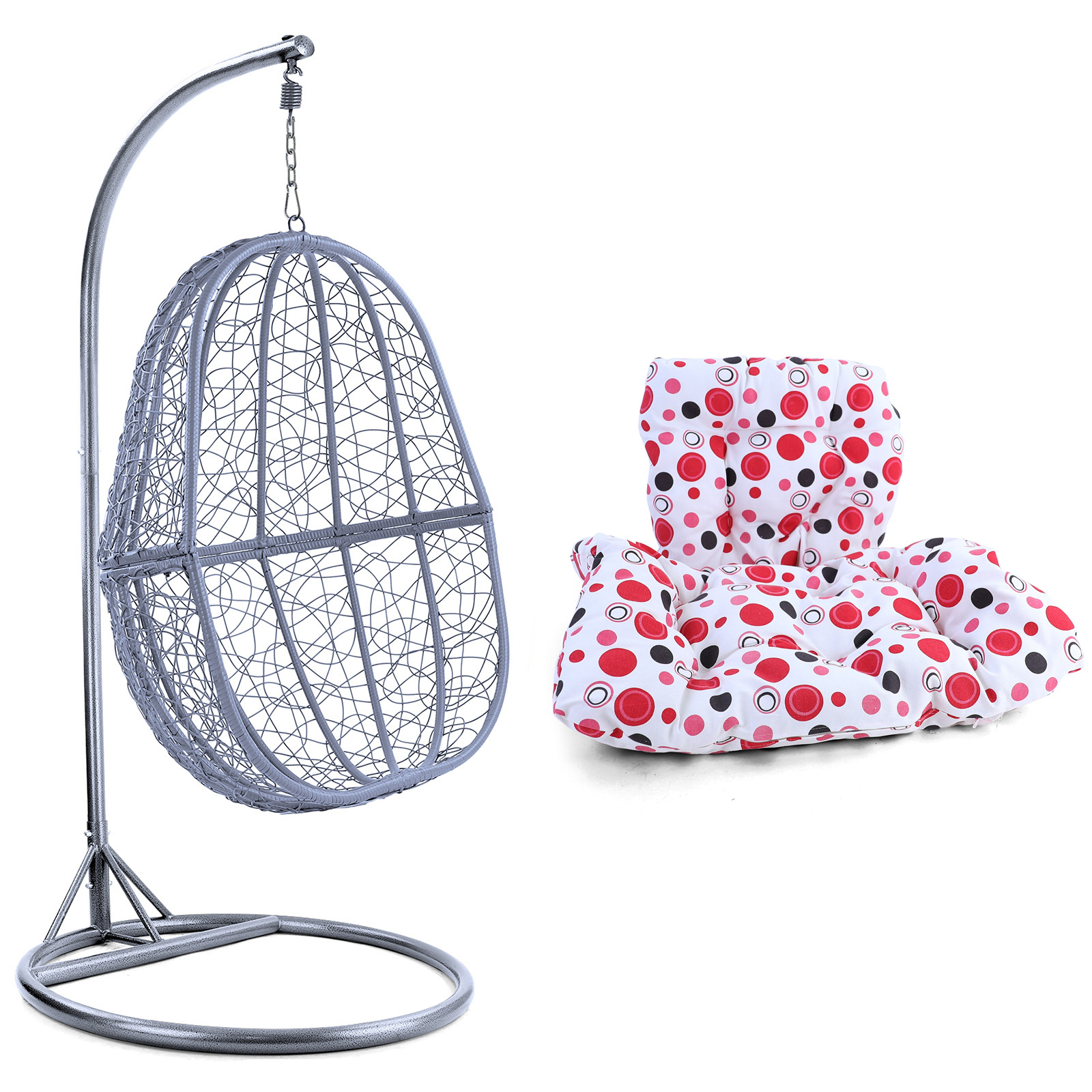 Hangstoel - lichtgrijs - 90x117x60 cm - met gestipt kussen