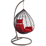 Hangstoel - ei stoel - 95x110x65 cm - met kussen - bruin rood